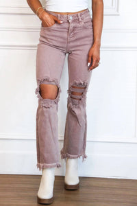 Risen - Riva Distressed High Rise Straight Leg Jeans