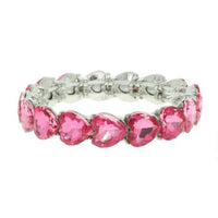 Something Special LA Women's Heart Cut Crystal Stretch Bracelet in pink - women's jewelry
