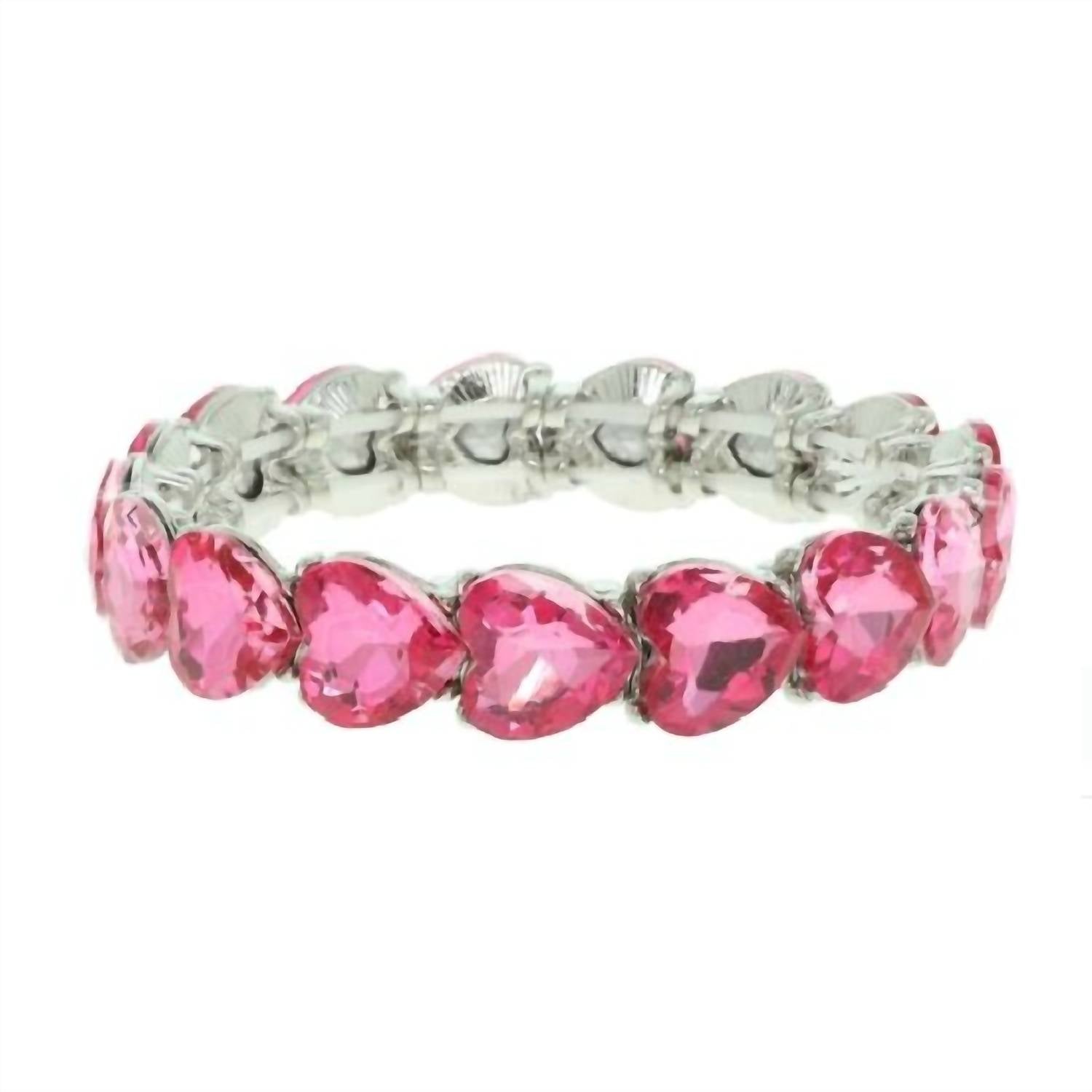 Something Special LA Women's Heart Cut Crystal Stretch Bracelet in pink - women's jewelry