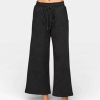 See And Be Seen - Textured Cropped Wide Leg Pants