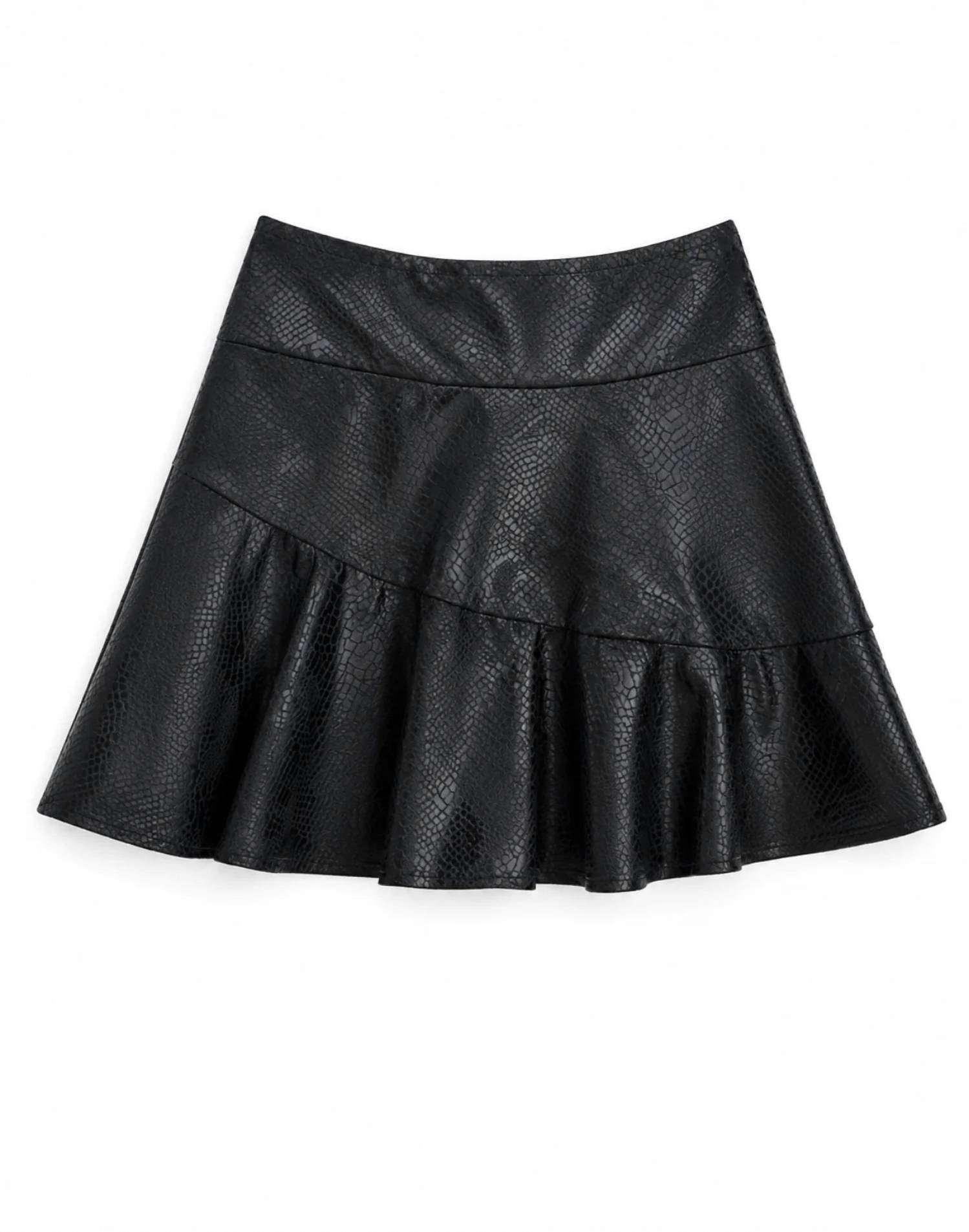 Cheryl Creations - Girls Faux Leather Layered Skirt