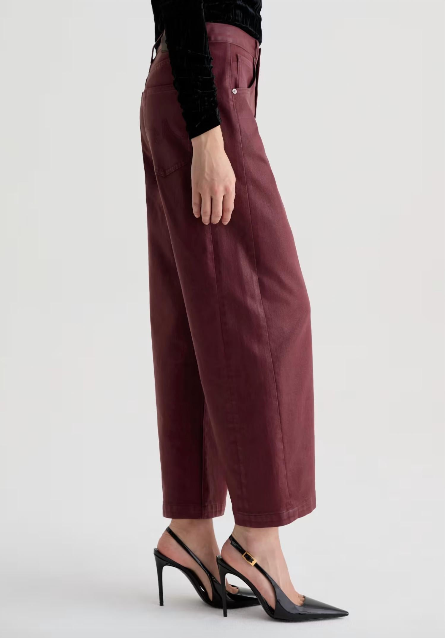 AG Jeans Hattie Winery Pants in red - women's pants - detail view