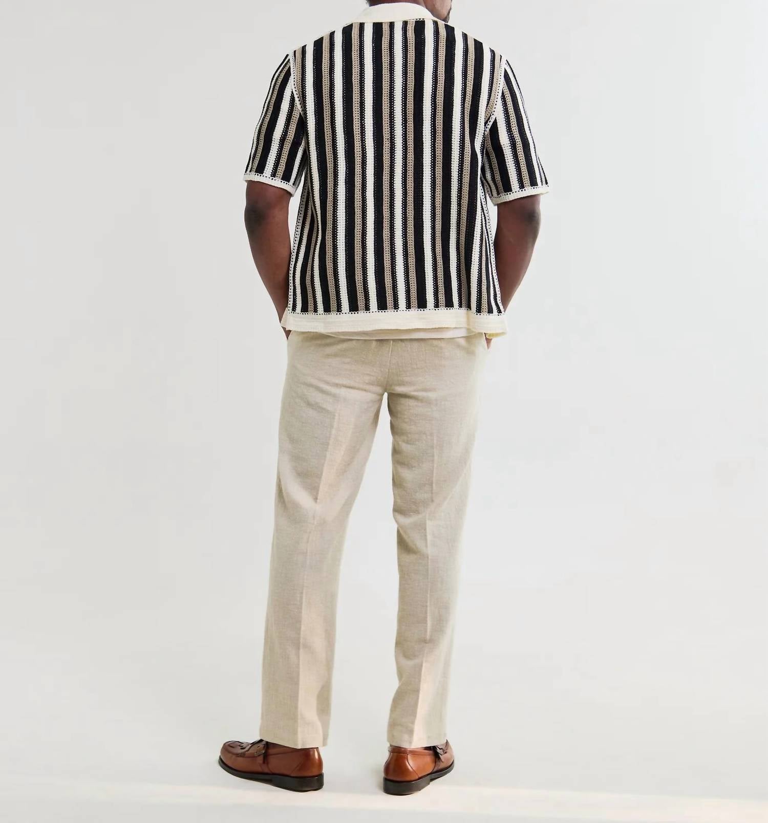 Wax London - Porto Stripe Crochet Knitted Shirt