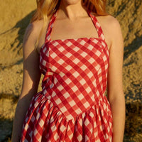 Aston Studio Polly Mini Dress in redcurrent gingham - women's dress - alternate view