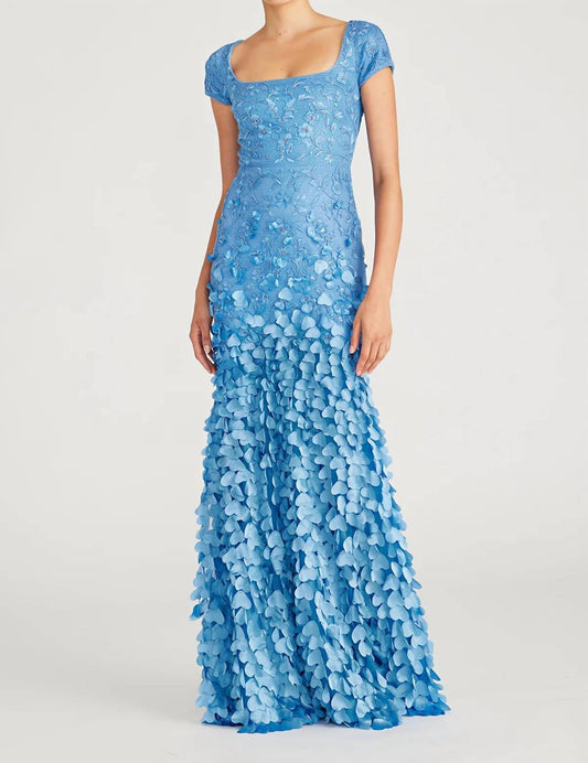 Theia - Dawn Scoop Neck Beaded Gown