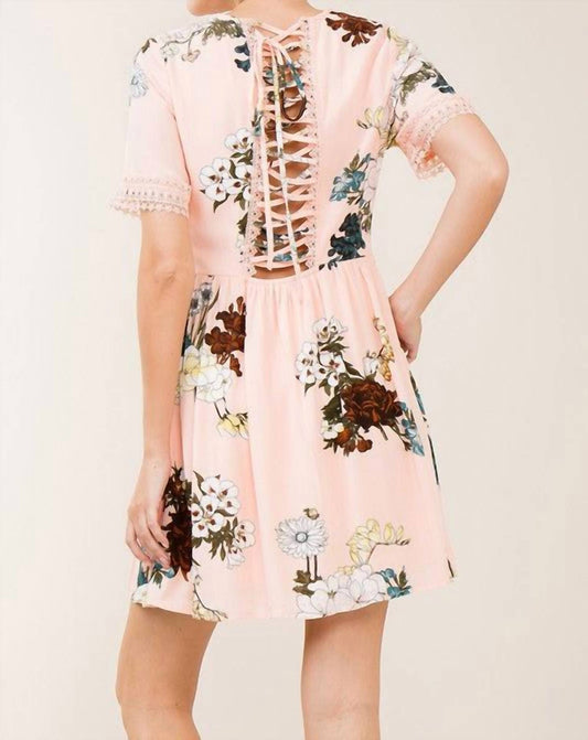 Entro - Lace Up Floral Mini Dress