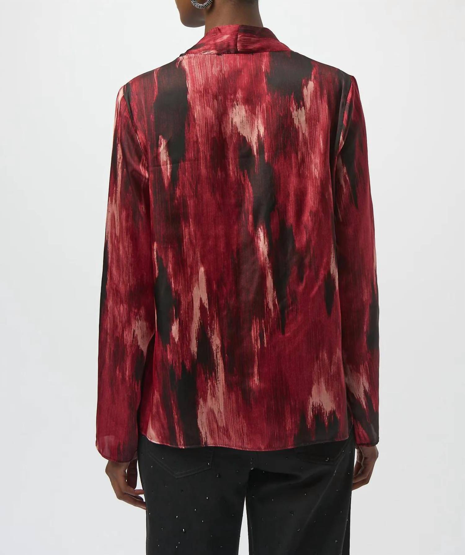 Joseph Ribkoff - Abstract V-neck Satin Top
