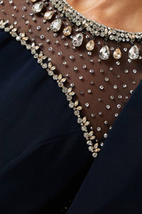 Jenny Packham Crystal Cape Gown in navy - women's dress - view 4