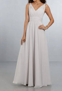 Morilee - Draped Full Length Chiffon A-line Gown