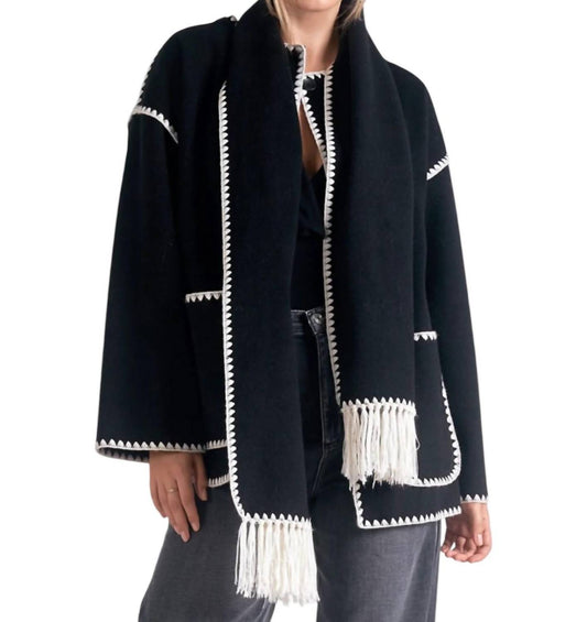 Elan - Top Stitch Jacket w/ Scarf