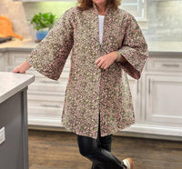 Caryn Lawn - Jacquard Floral Open Front Car Coat