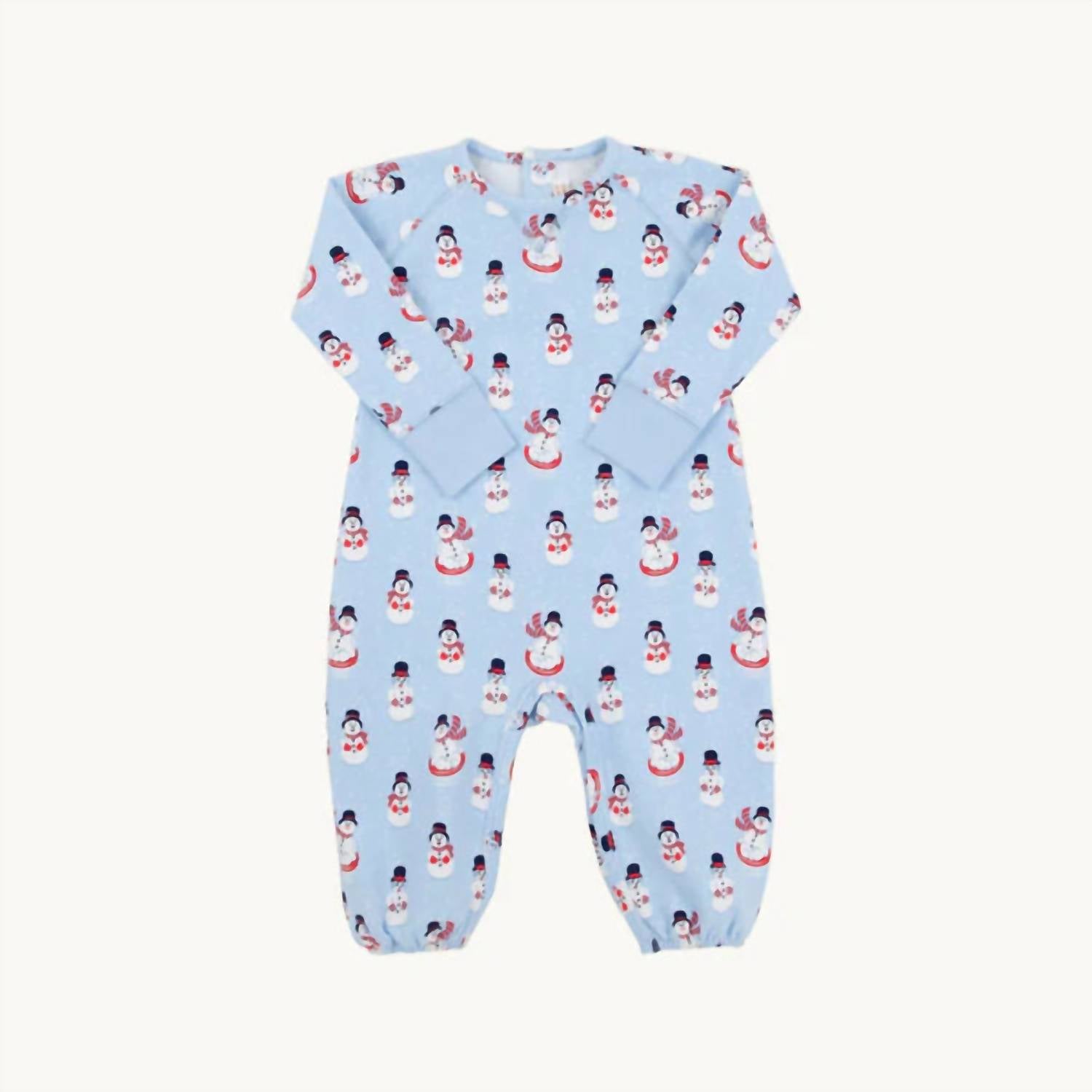 The Beaufort Bonnet Company Boy's Cassidy Comfy Crewneck Romper in frosty friends with beale street blue - kids' item - view 4