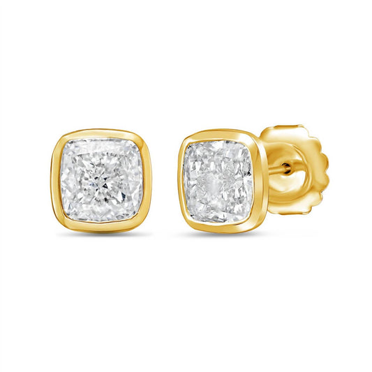 Diana M Jewels - Women's Cushion Cut Studs In A Bezel Setting Earrings (9.00 Ct)
