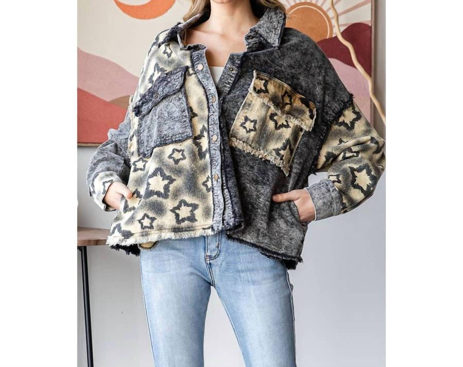 Oli & Hali - Washed Star Print Corduroy Mix Jacket
