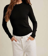 WISHLIST Just Your Basic Long Sleeve Tee in black - women's long sleeve top - detail view