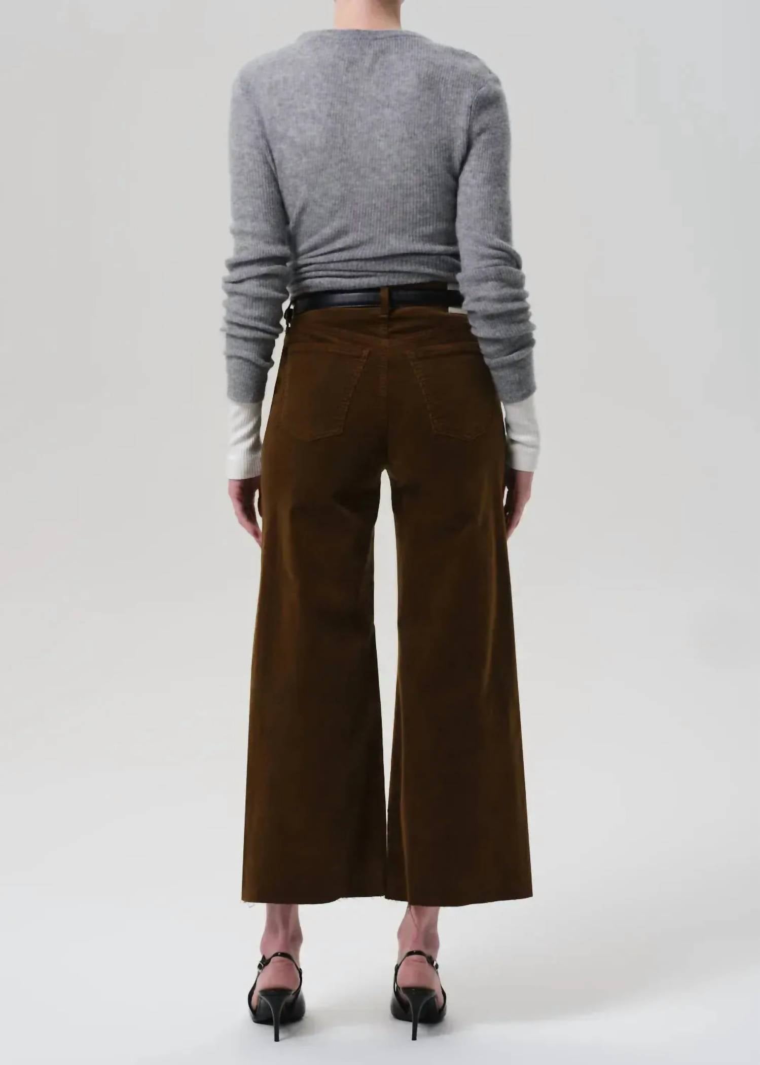 Citizens of Humanity Lyra Wide Leg Crop Pant in manuka - women's pants - detail view