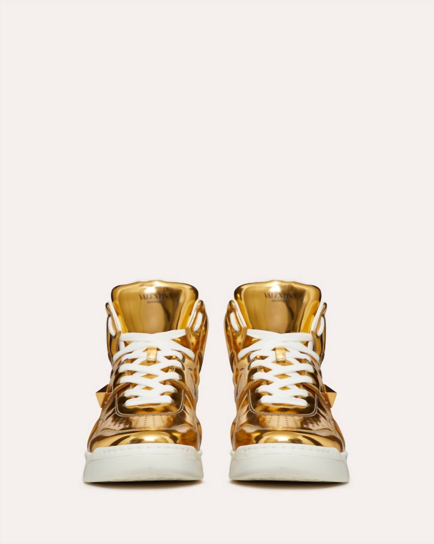Valentino - Men's Stud Mirror Effect Synthetic Fiber Mid-top Sneakers