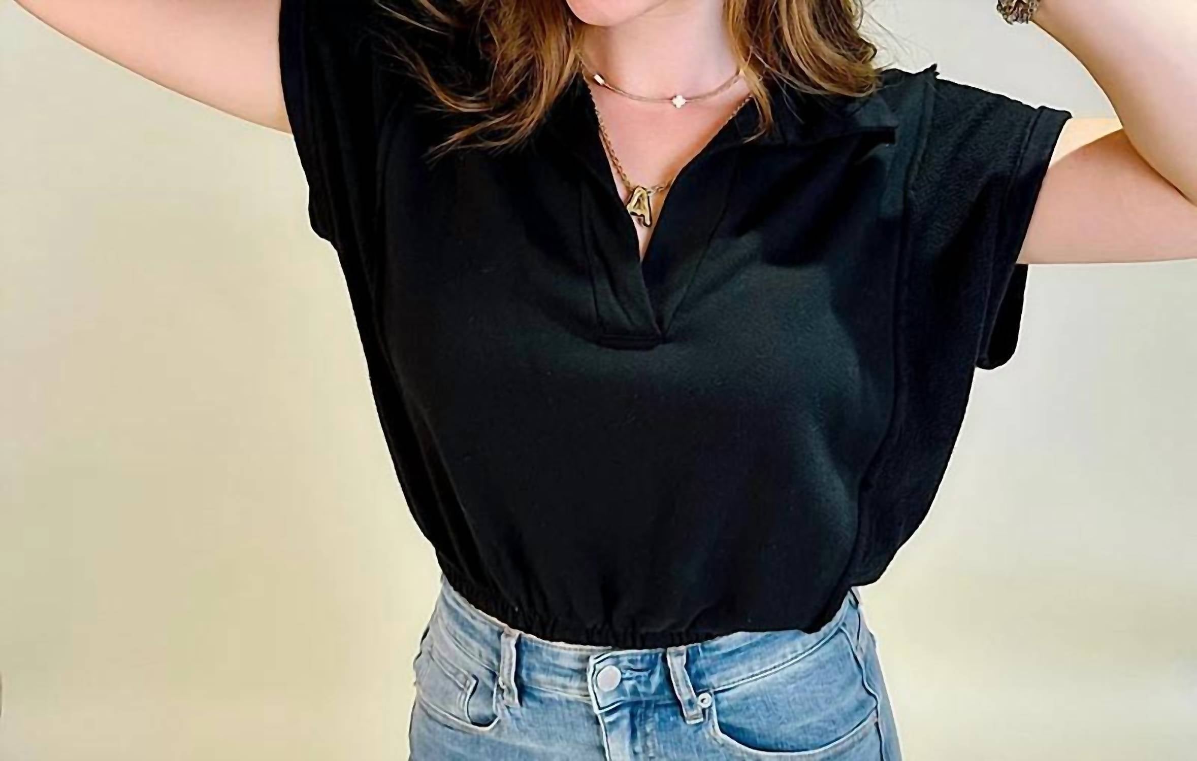 Project Social T - Mixed Texture Collared Top