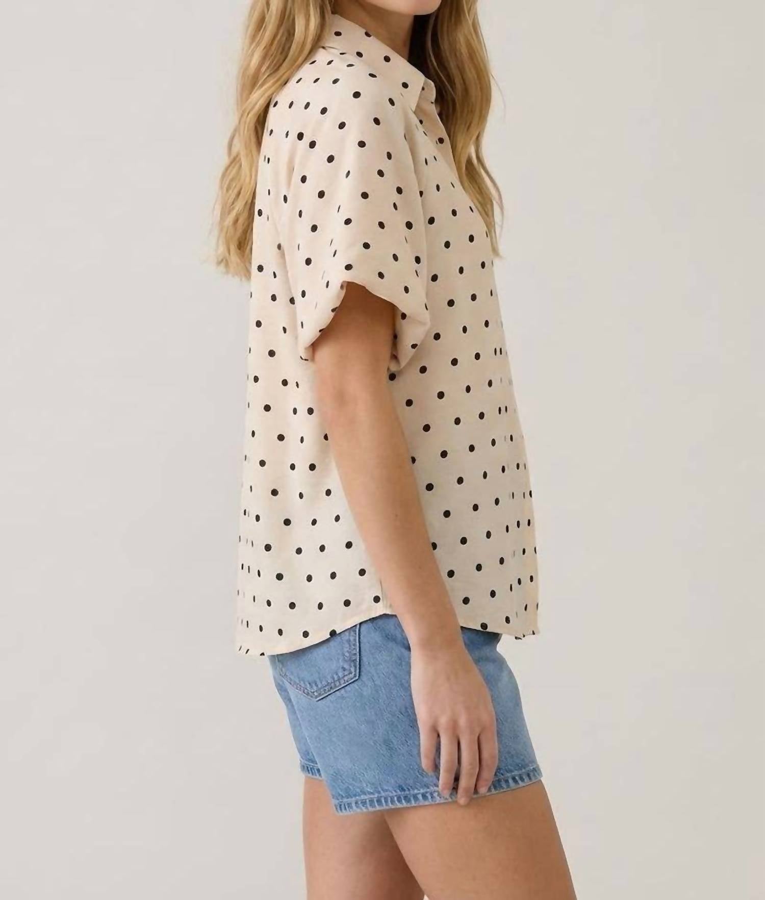 Doe And Rae - Polka Dot Bubble Sleeve Blouse