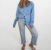 NIBI MTK Jupiter Button Down in denim blue - women's shirt