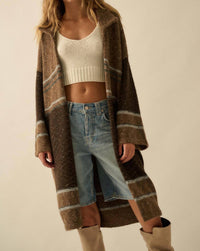 PROMESA Striped Confetti Duster Cardigan Top in taupe - women's cardigan