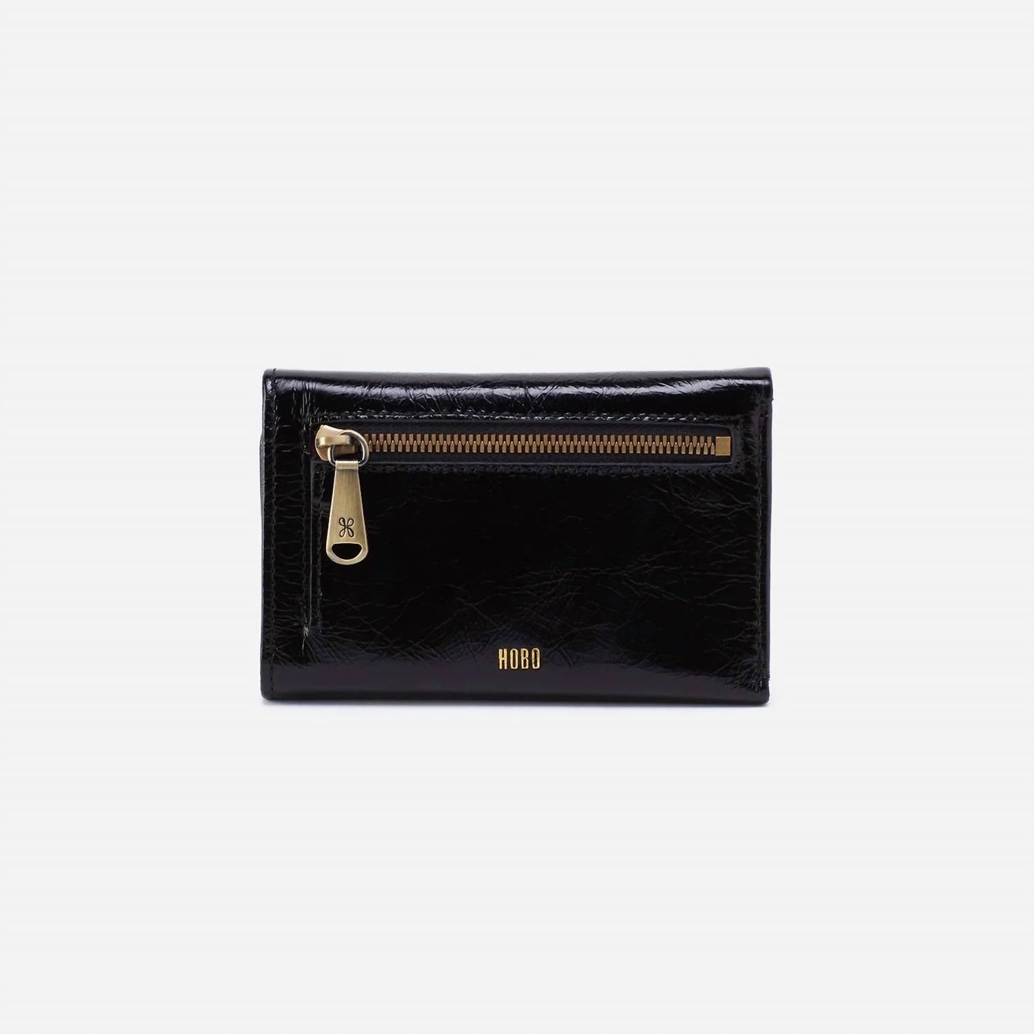 HOBO Women's Jill Trifold Wallet in black - women's bag - detail view