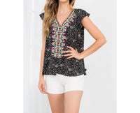 Thml - Embroidered Flutter Sleeve Blouse
