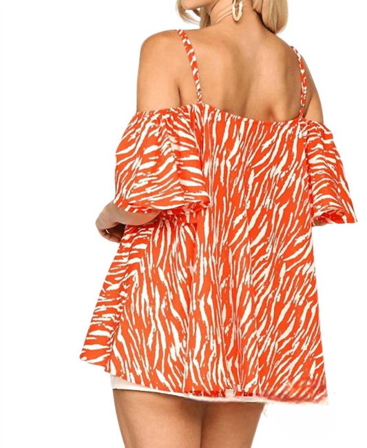 Gigio - Clarissa Zebra Print Cold Shoulder Top