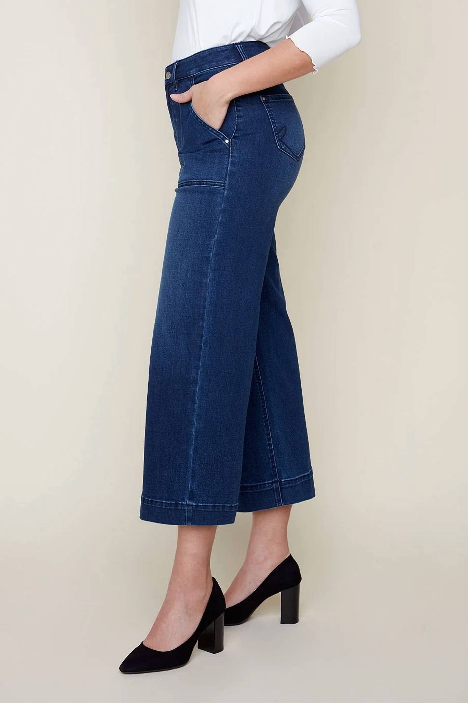 Renuar Denim Woven Pant in indigo - women's pants - detail view
