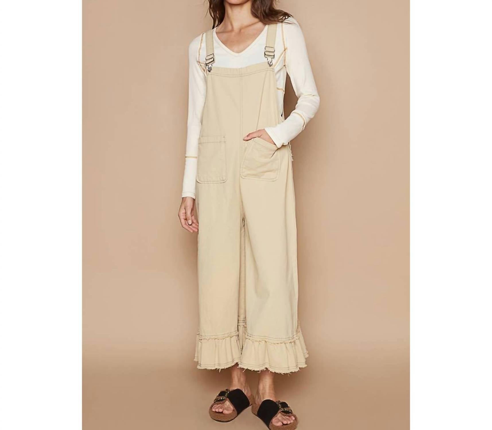 Pol - Ruffled Hem Overalls