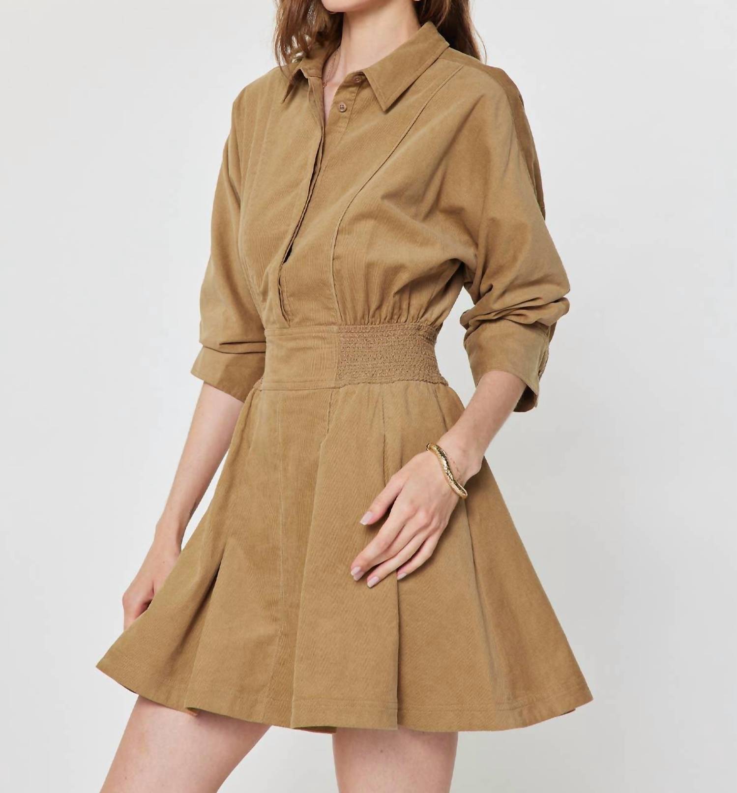Current Air - Corduroy Flared Mini Shirt Dress
