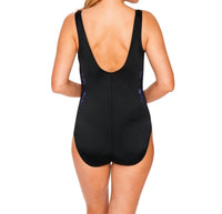Longitude Periwinkle Sheer Love Side Panel One Piece Swimsuit in lgt black - women's swimwear - detail view
