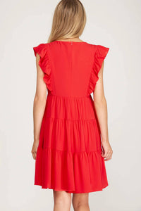 She + Sky - Sleeveless Woven Ruffled Dress