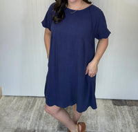 Umgee - Scalloped Hem Linen Dress