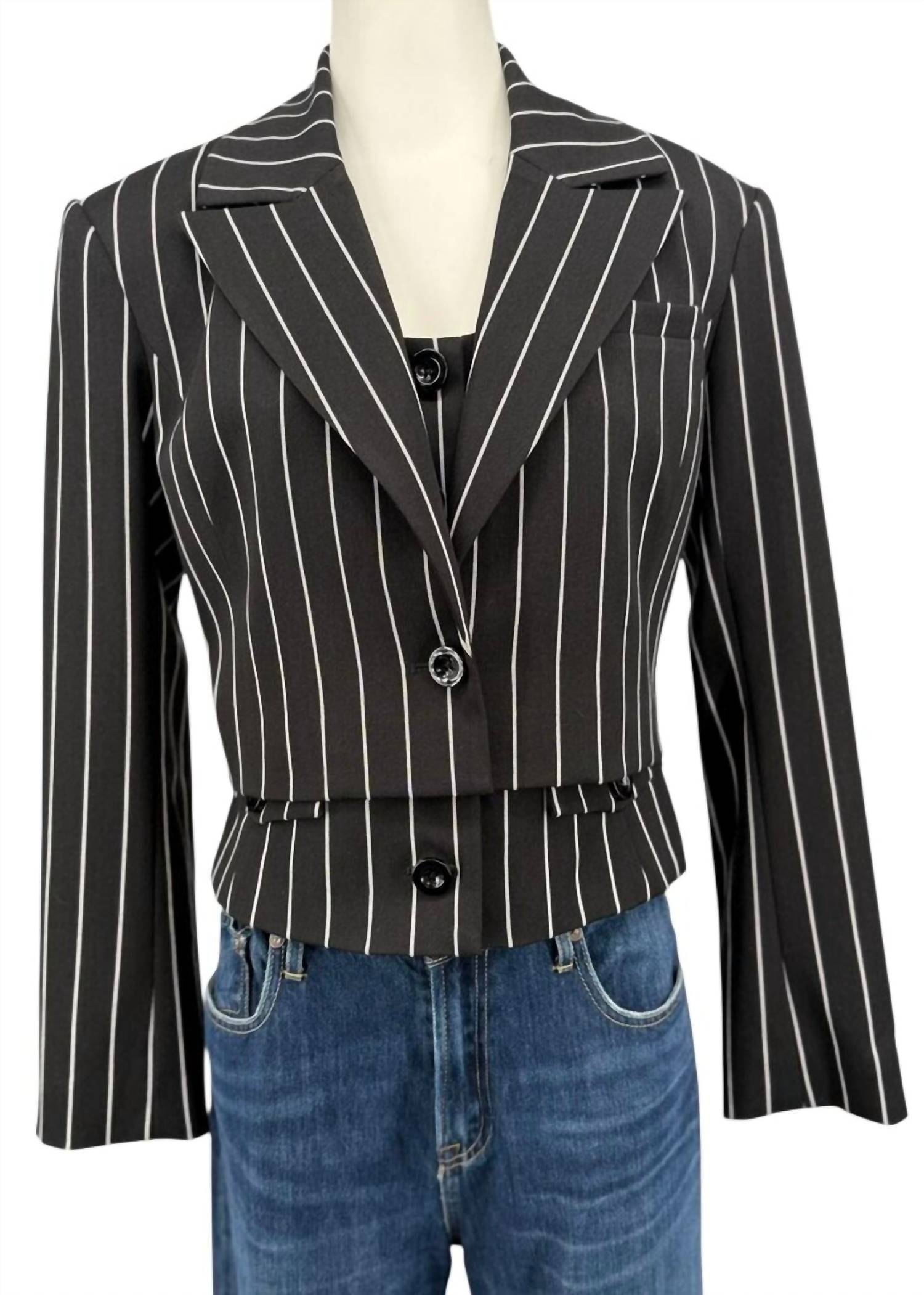Toccin - Women's Peaked Lapel Cropped Jacket