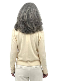 Kinross Snap And Ribbon Cardigan in vanilla - women's cardigan - detail view