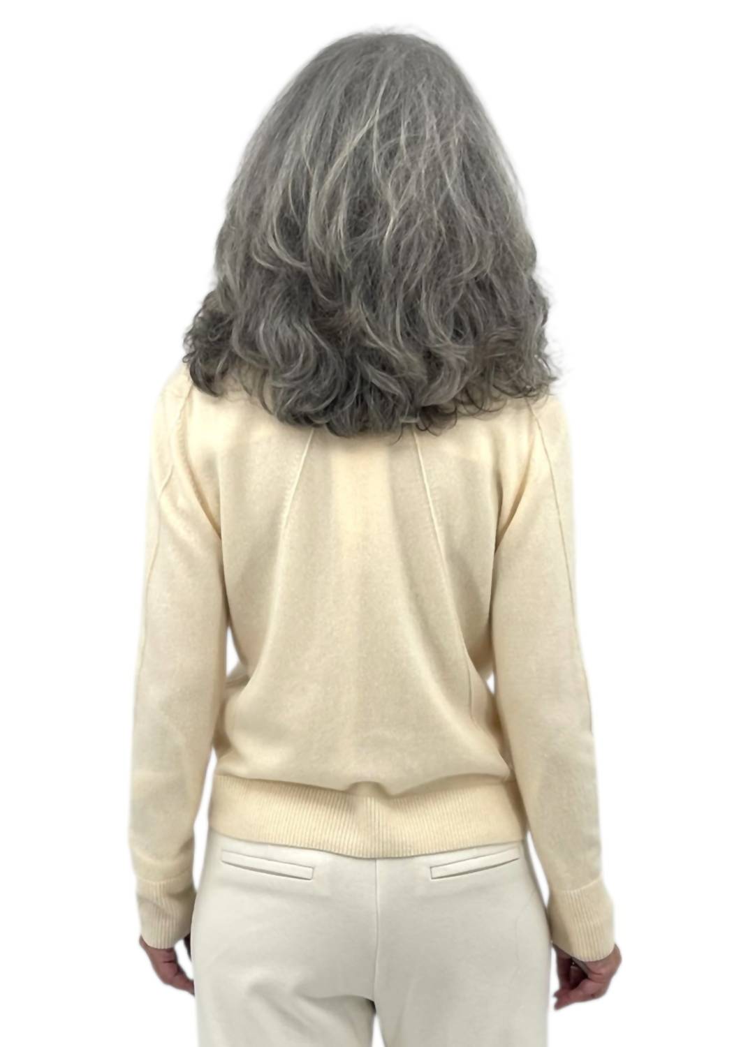Kinross Snap And Ribbon Cardigan in vanilla - women's cardigan - detail view