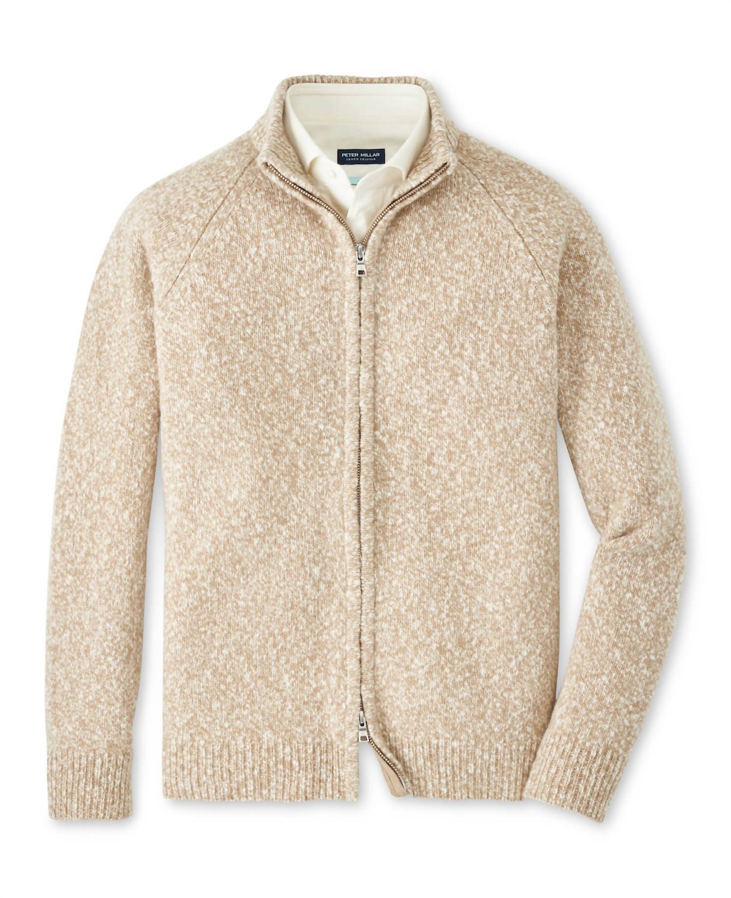 PETER MILLAR Men's Lyle Full Zip Sweater in camel - men's sweater