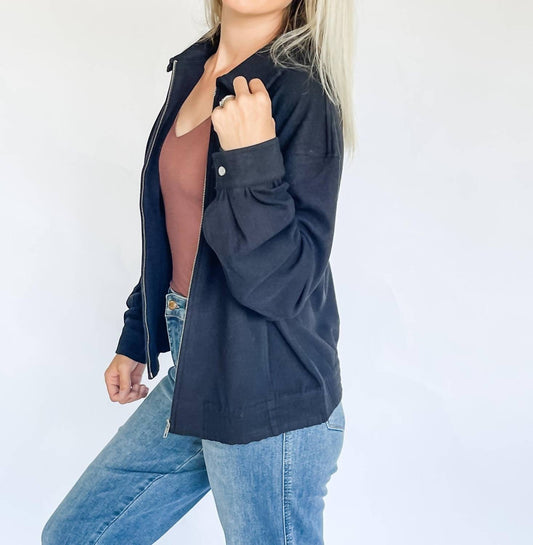 Hem & Thread - Jersey Zip Bomber Jacket