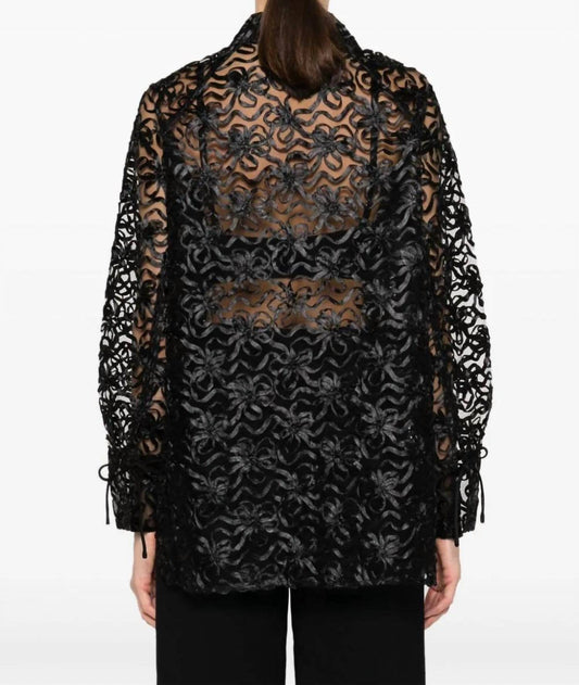 Ganni - Ribbon Tulle Raglan Shirt