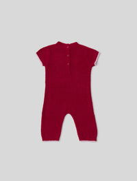 BAREFOOT DREAMS Baby Fa La La Onesie in holly red - kids' item - alternate view