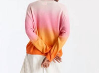 Brodie Cashmere Bali Ombre Cashmere Top in pink bali print - women's long sleeve top - detail view