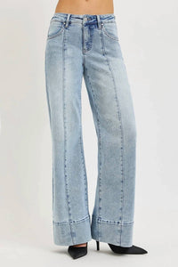 Risen - Tummy Control Mid Rise Ankle Wide Flare Jeans