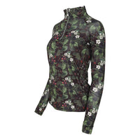 DAPPLEBAY Women's Quarter Zip Shirt in blackberry daze - women's long sleeve top - alternate view