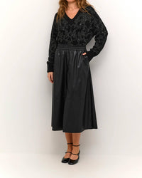 Kaffe - Kamikka Faux Leather A-line Midi Skirt