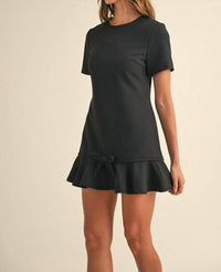 Mable - Ruffle Hem Bow Detail Mini Dress