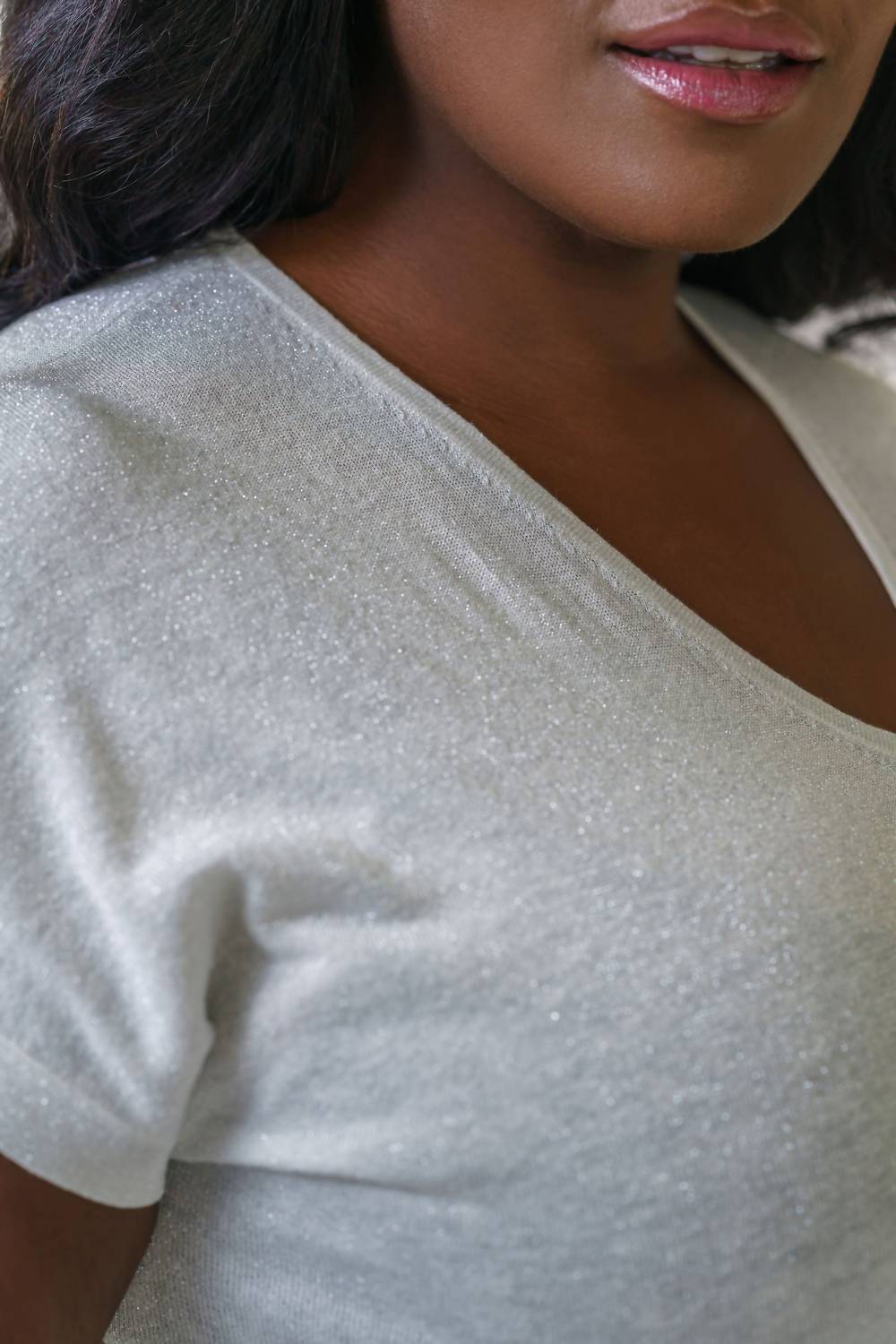 Estheme - Silk Linen Sparkle Top - Plus