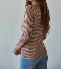 By Together - Knit Sweater Striped Mock Neck Top