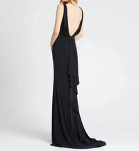 Ieena For Mac Duggal - Sleeveless V Neck Jersey Evening Gown