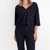 Ozai N Ku Avant Cropped Cardigan in black multi - women's cardigan - view 4